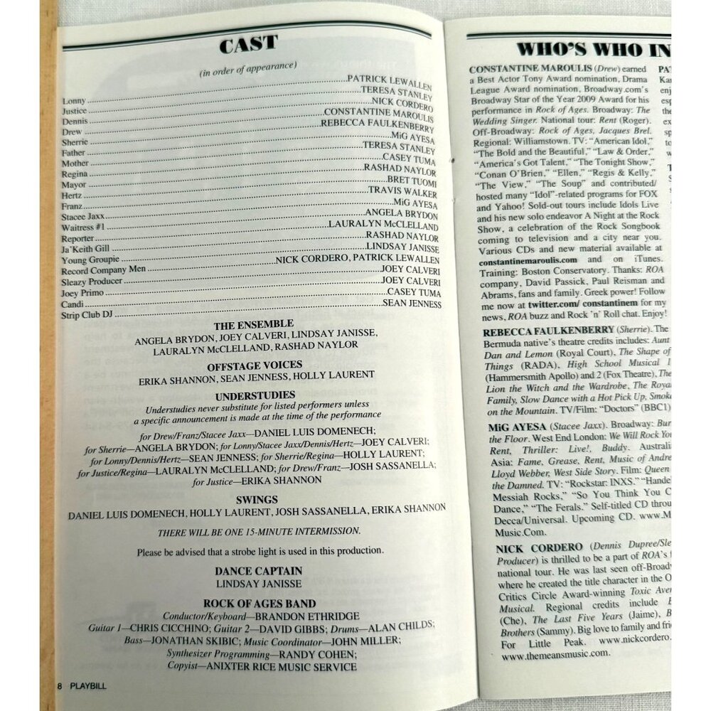Rock of Ages Playbill Aronoff Center Cincinnati OH 2010 Broadway Across America - Picture 4 of 11